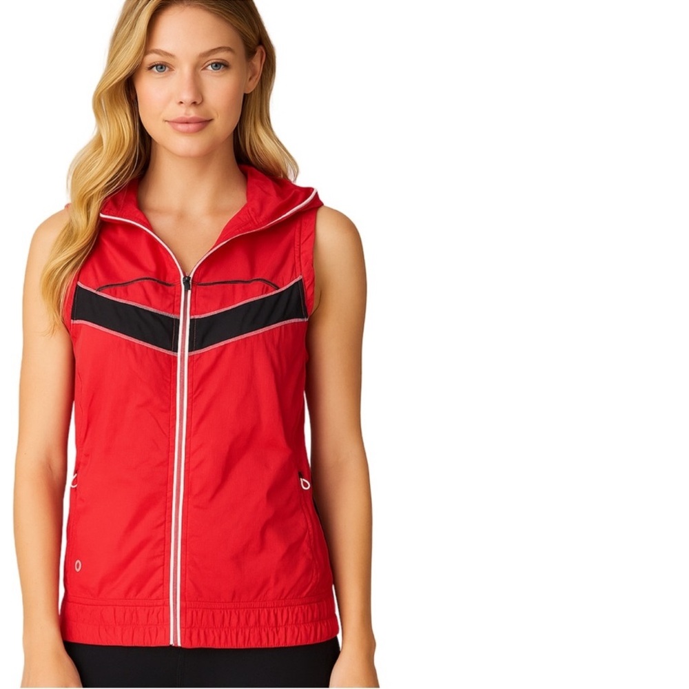 lululemon Run Like The Wind Vest NEW red black & white Size 6 Medium
